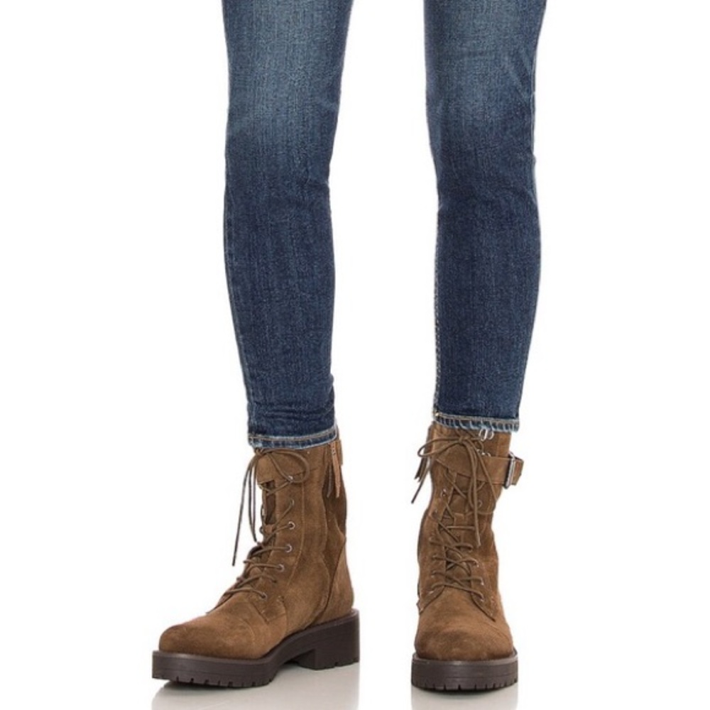 SAM EDELMAN Junip Suede Combat Boot in Brown size 6.5
